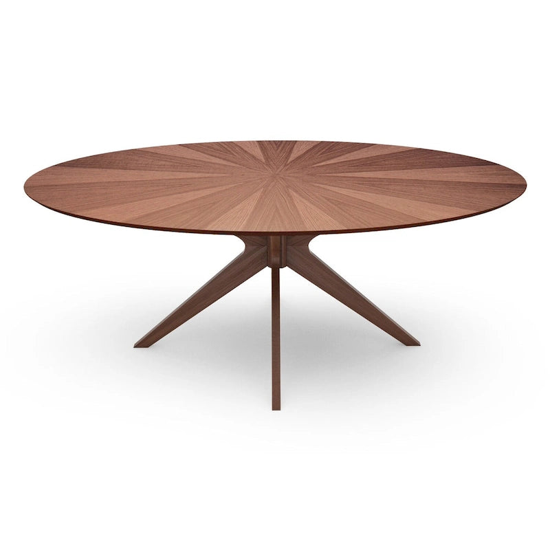 Table de salle à manger ovale avec plateau en placage de bois