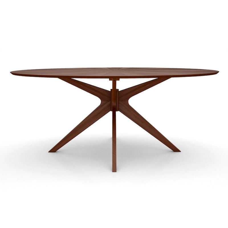 Table de salle à manger ovale avec plateau en placage de bois