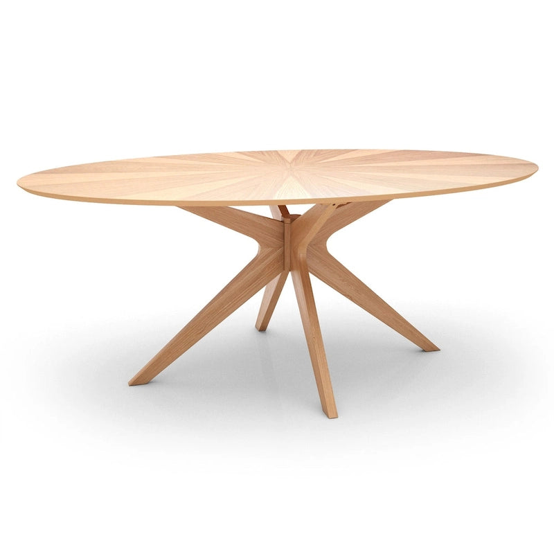Table de salle à manger ovale avec plateau en placage de bois