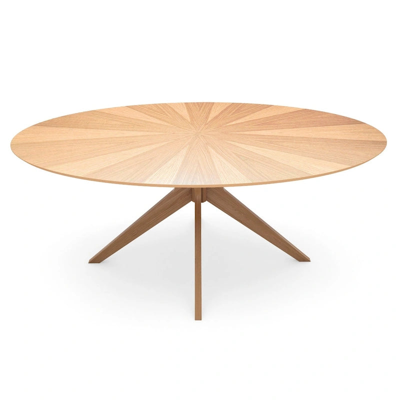 Table de salle à manger ovale avec plateau en placage de bois