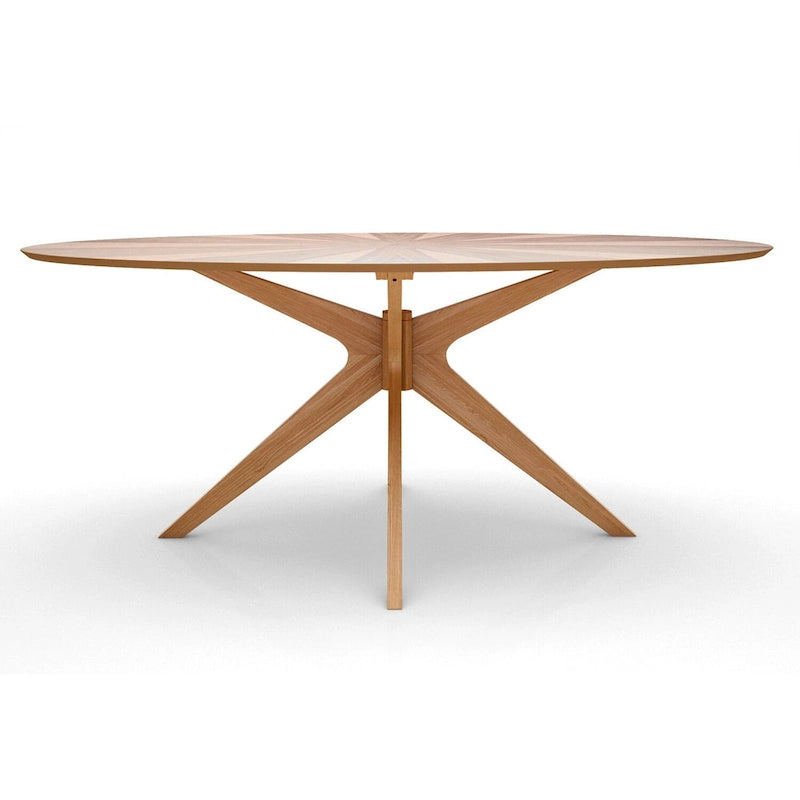 Table de salle à manger ovale avec plateau en placage de bois