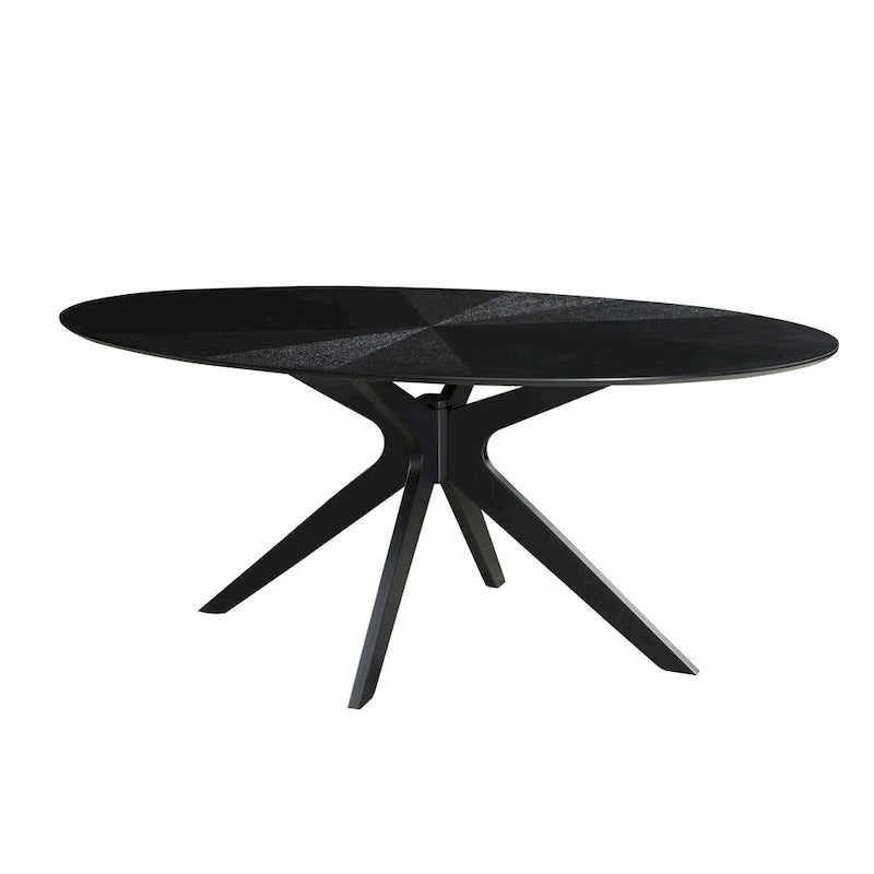 Table de salle à manger ovale avec plateau en placage de bois