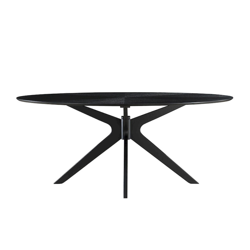 Table de salle à manger ovale avec plateau en placage de bois