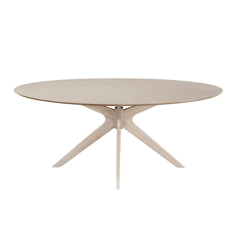 Table de salle à manger ovale avec plateau en placage de bois