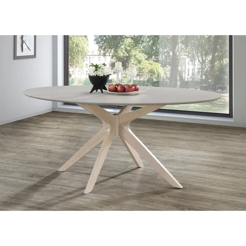 Table de salle à manger ovale avec plateau en placage de bois