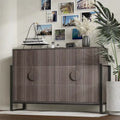 Buffet à cannelures avec 4 portes et étagères réglables, gris