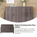 Buffet à cannelures avec 4 portes et étagères réglables, gris