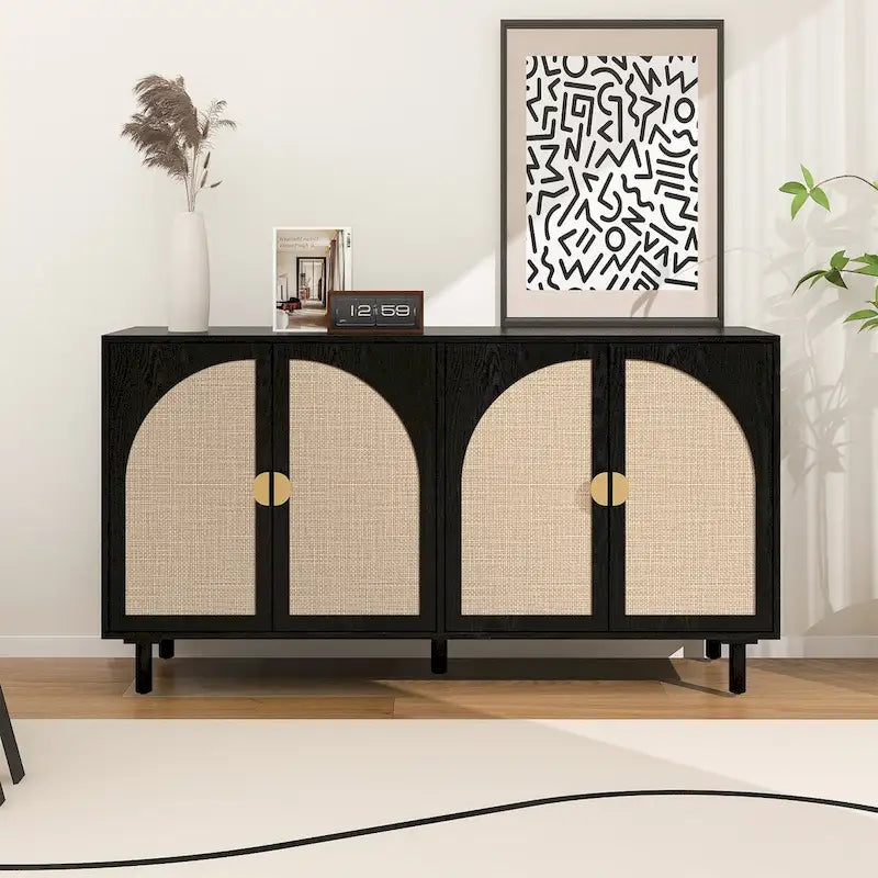 Meuble de rangement 4 portes avec étagère réglable