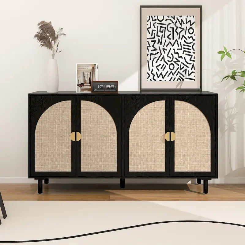 Meuble de rangement 4 portes avec étagère réglable