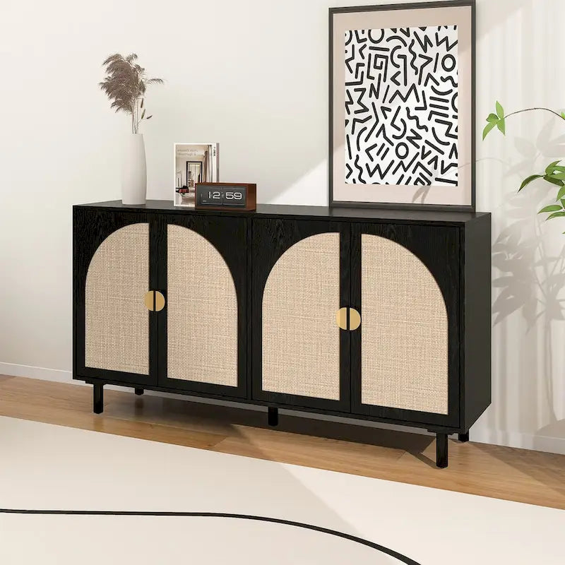 Meuble de rangement 4 portes avec étagère réglable