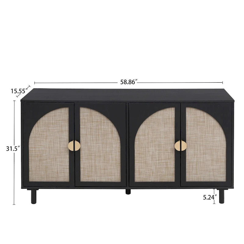 Meuble de rangement 4 portes avec étagère réglable