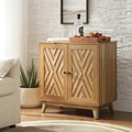 Meuble d'appoint deux portes style Mid-Century avec motif chevrons