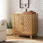 Meuble d'appoint deux portes style Mid-Century avec motif chevrons