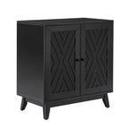 Meuble d'appoint deux portes style Mid-Century avec motif chevrons