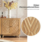 Meuble d'appoint deux portes style Mid-Century avec motif chevrons