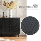 Meuble d'appoint deux portes style Mid-Century avec motif chevrons