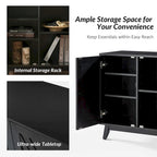 Meuble d'appoint deux portes style Mid-Century avec motif chevrons