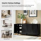 Meuble d'appoint deux portes style Mid-Century avec motif chevrons