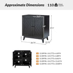 Meuble d'appoint deux portes style Mid-Century avec motif chevrons
