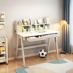 Bureau d'étude en bois pour enfants avec étagère et tiroirs