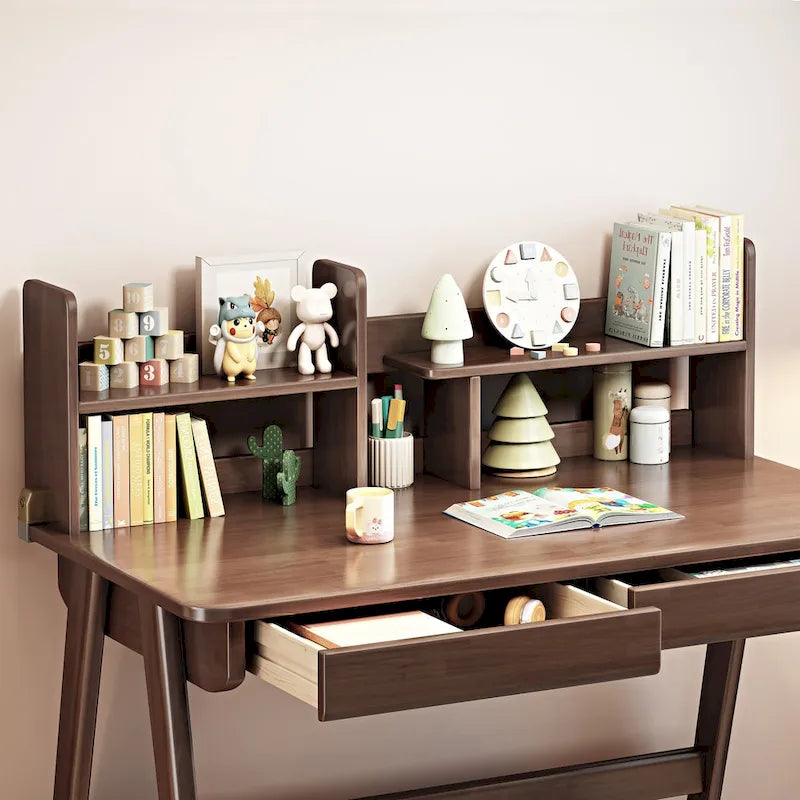 Bureau d'étude en bois pour enfants avec étagère et tiroirs