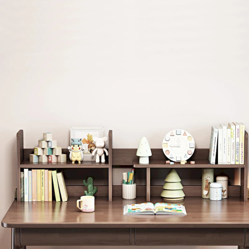 Bureau d'étude en bois pour enfants avec étagère et tiroirs