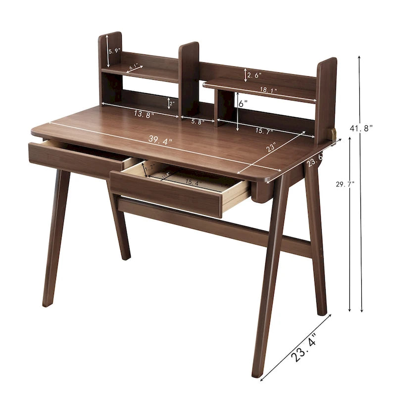 Bureau d'étude en bois pour enfants avec étagère et tiroirs