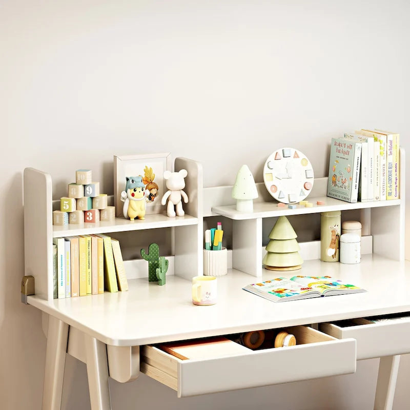 Bureau d'étude en bois pour enfants avec étagère et tiroirs
