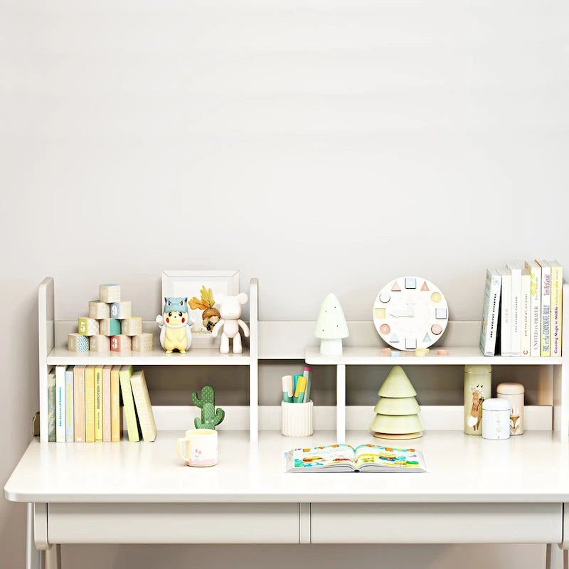 Bureau d'étude en bois pour enfants avec étagère et tiroirs