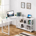 Bureau d'angle en L avec étagères de rangement