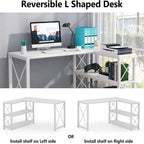 Bureau d'angle en L avec étagères de rangement