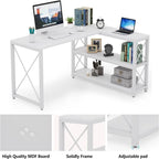Bureau d'angle en L avec étagères de rangement