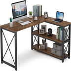 Bureau d'angle en L avec étagères de rangement