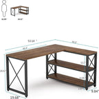 Bureau d'angle en L avec étagères de rangement
