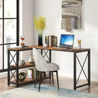 Bureau d'angle en L avec étagères de rangement