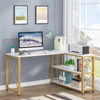 Bureau d'angle en L avec étagères de rangement