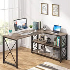 Bureau d'angle en L avec étagères de rangement
