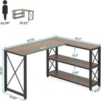 Bureau d'angle en L avec étagères de rangement