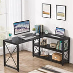 Bureau d'angle en L avec étagères de rangement