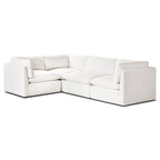 Canapé modulable Davos en L 4 places en coton blanc