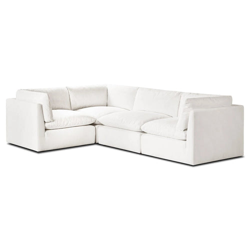 Poly and Bark 4-Seat Davos Modular L-Sectional in Cotton White