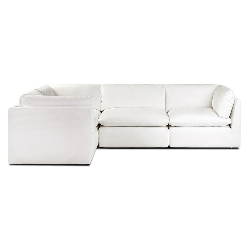 Canapé modulable Davos en L 4 places en coton blanc