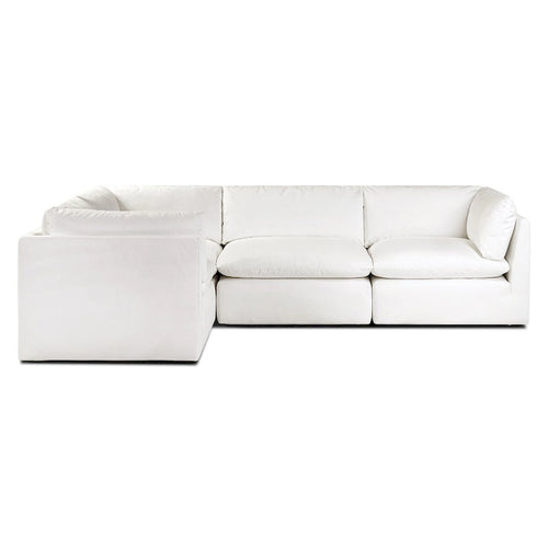 Canapé modulable Davos en L 4 places en coton blanc