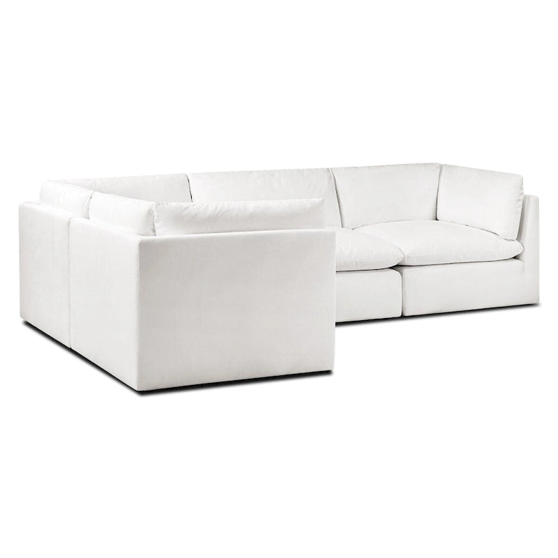 Canapé modulable Davos en L 4 places en coton blanc