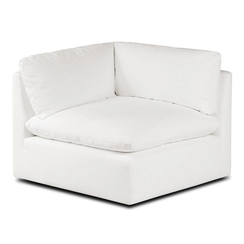 Canapé modulable Davos en L 4 places en coton blanc