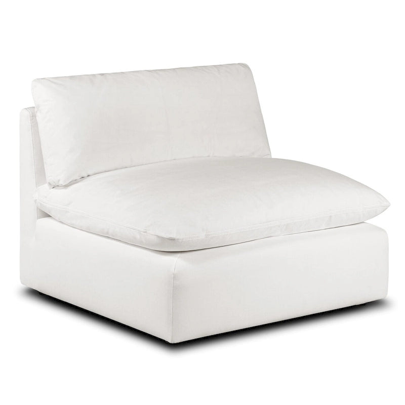 Canapé modulable Davos en L 4 places en coton blanc