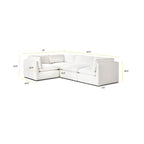 Canapé modulable Davos en L 4 places en coton blanc