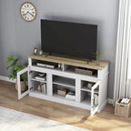 Meuble TV de 58 pouces avec armoire de rangement et étagères ouvertes