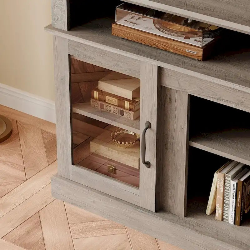 Meuble TV de 58 pouces avec armoire de rangement et étagères ouvertes