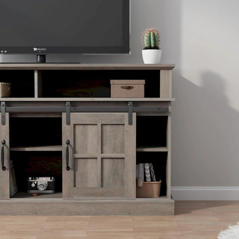 Meuble TV de 58 pouces avec armoire de rangement et étagères ouvertes
